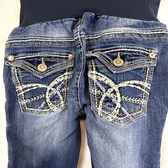 WallFlower Maternity Blue Jeans Size medium Denim embellished pocketsCloe - Picture 15 of 15